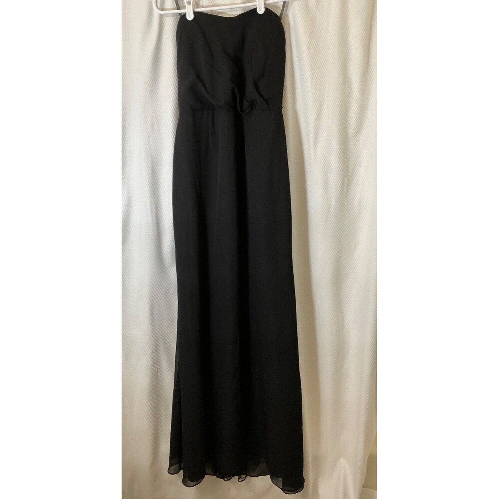 White by Vera Wang Chiffon Formal Dress Gown Lace Back Size 10 Black Nude